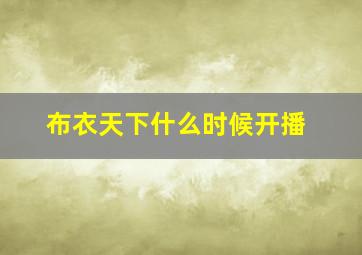 布衣天下什么时候开播