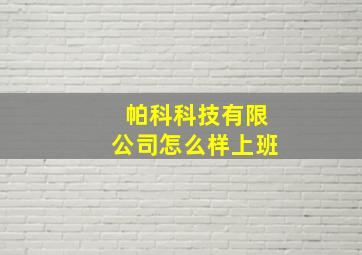 帕科科技有限公司怎么样上班