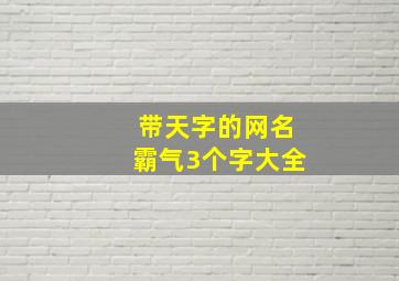 带天字的网名霸气3个字大全