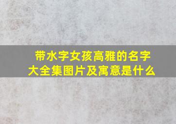 带水字女孩高雅的名字大全集图片及寓意是什么