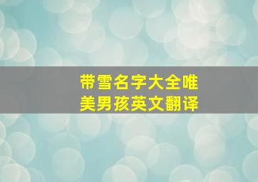 带雪名字大全唯美男孩英文翻译