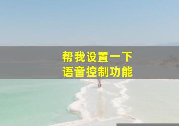 帮我设置一下语音控制功能