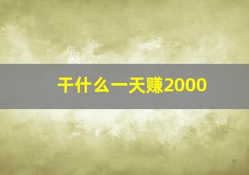 干什么一天赚2000