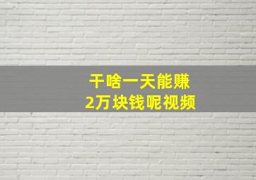 干啥一天能赚2万块钱呢视频