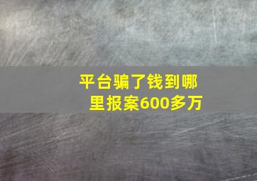 平台骗了钱到哪里报案600多万