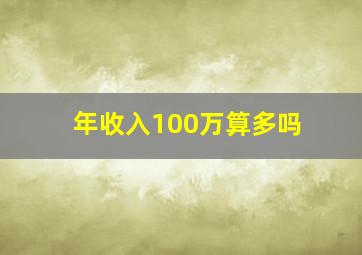 年收入100万算多吗