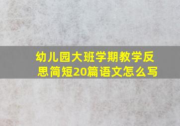 幼儿园大班学期教学反思简短20篇语文怎么写