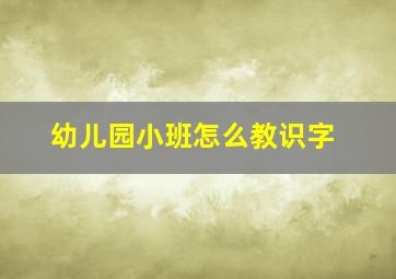 幼儿园小班怎么教识字