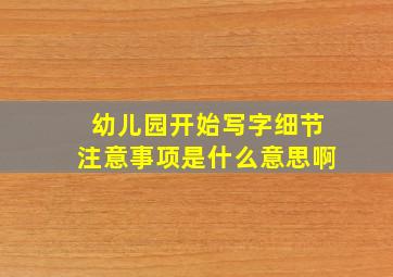 幼儿园开始写字细节注意事项是什么意思啊