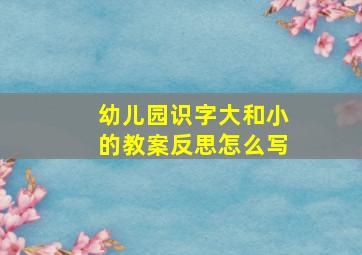 幼儿园识字大和小的教案反思怎么写