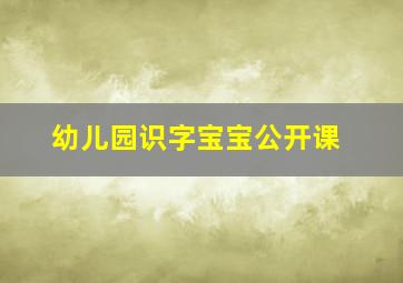 幼儿园识字宝宝公开课