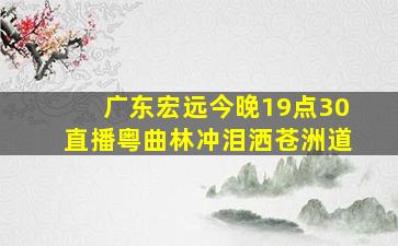 广东宏远今晚19点30直播粤曲林冲泪洒苍洲道