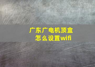 广东广电机顶盒怎么设置wifi