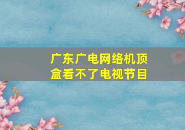 广东广电网络机顶盒看不了电视节目