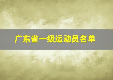 广东省一级运动员名单