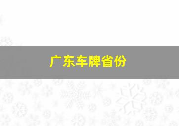 广东车牌省份