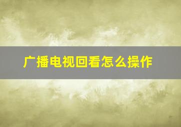 广播电视回看怎么操作