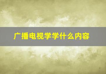 广播电视学学什么内容