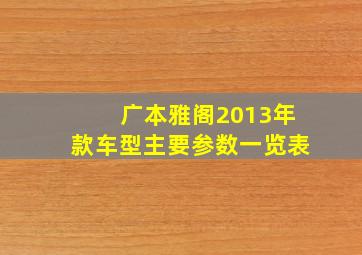 广本雅阁2013年款车型主要参数一览表