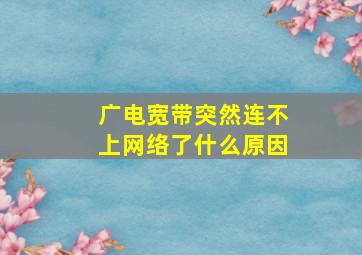 广电宽带突然连不上网络了什么原因