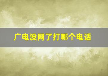 广电没网了打哪个电话