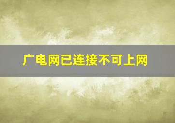 广电网已连接不可上网