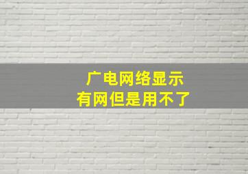 广电网络显示有网但是用不了