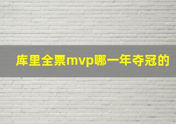 库里全票mvp哪一年夺冠的