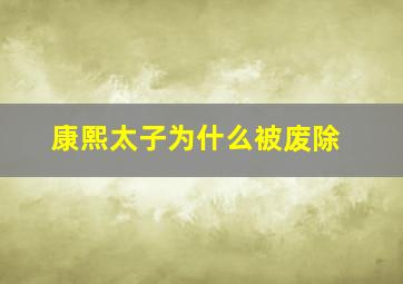 康熙太子为什么被废除