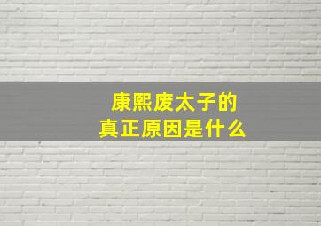 康熙废太子的真正原因是什么