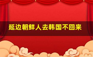 延边朝鲜人去韩国不回来