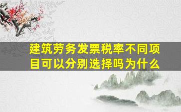 建筑劳务发票税率不同项目可以分别选择吗为什么