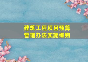 建筑工程项目预算管理办法实施细则