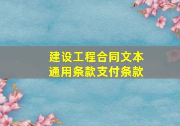 建设工程合同文本通用条款支付条款