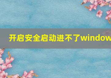 开启安全启动进不了windows