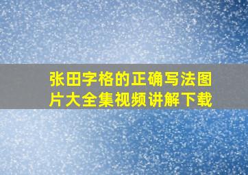 张田字格的正确写法图片大全集视频讲解下载