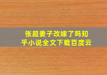 张超妻子改嫁了吗知乎小说全文下载百度云