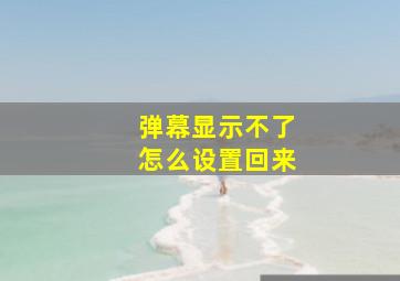 弹幕显示不了怎么设置回来