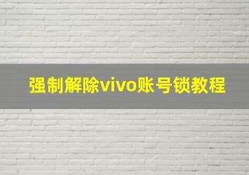 强制解除vivo账号锁教程