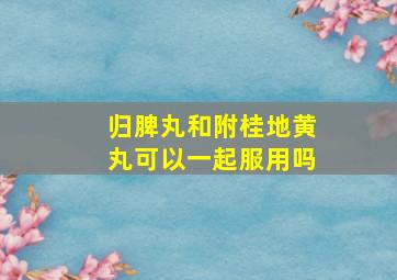 归脾丸和附桂地黄丸可以一起服用吗