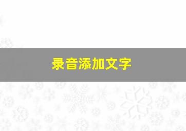 录音添加文字