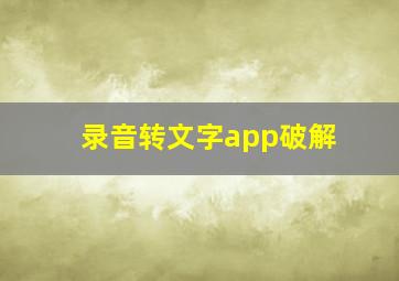 录音转文字app破解