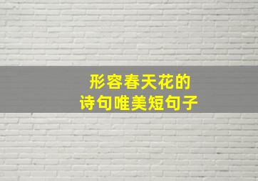 形容春天花的诗句唯美短句子