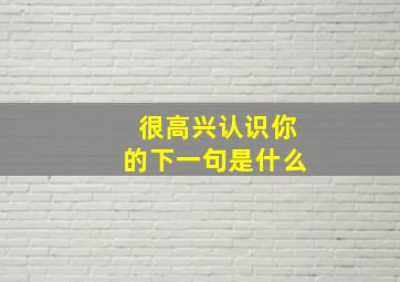 很高兴认识你的下一句是什么