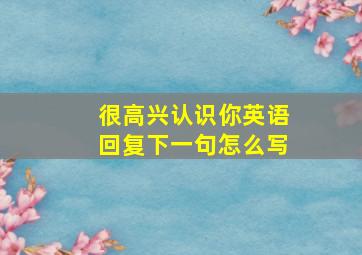 很高兴认识你英语回复下一句怎么写