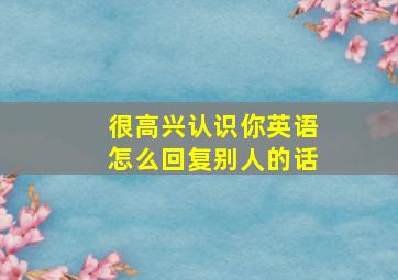 很高兴认识你英语怎么回复别人的话