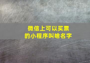 微信上可以买票的小程序叫啥名字