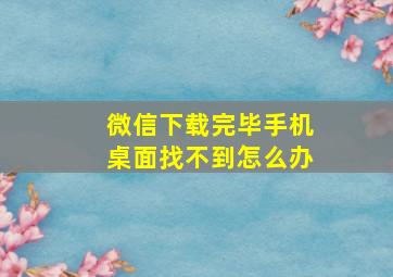 微信下载完毕手机桌面找不到怎么办