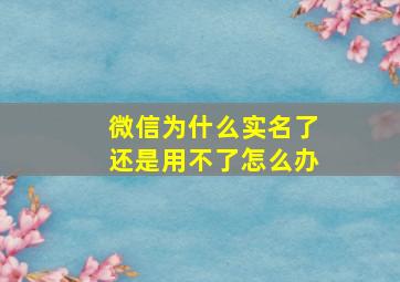 微信为什么实名了还是用不了怎么办