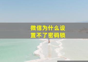 微信为什么设置不了密码锁